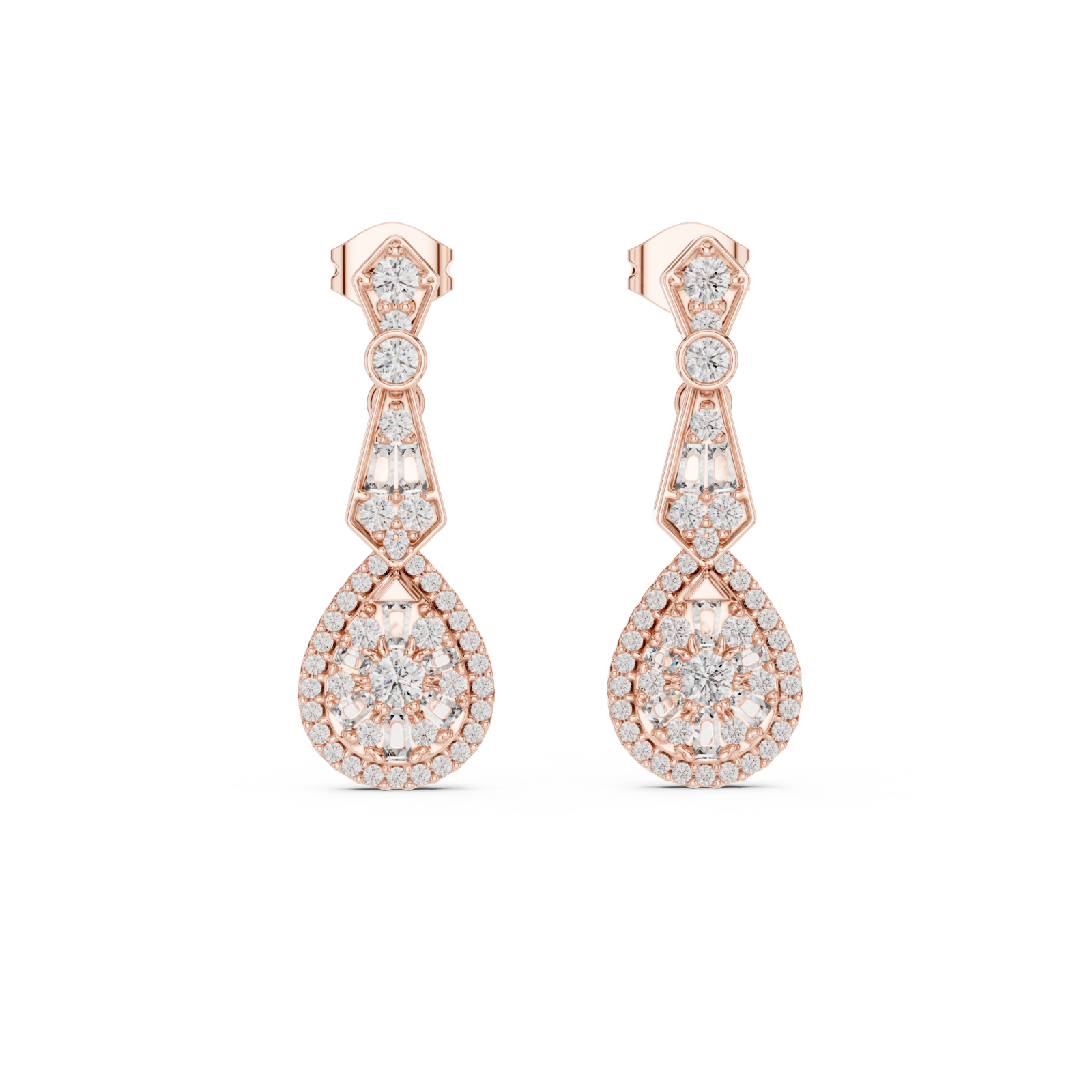  Rose Gold Celestial Radiant Grace Drop Earrings Front View