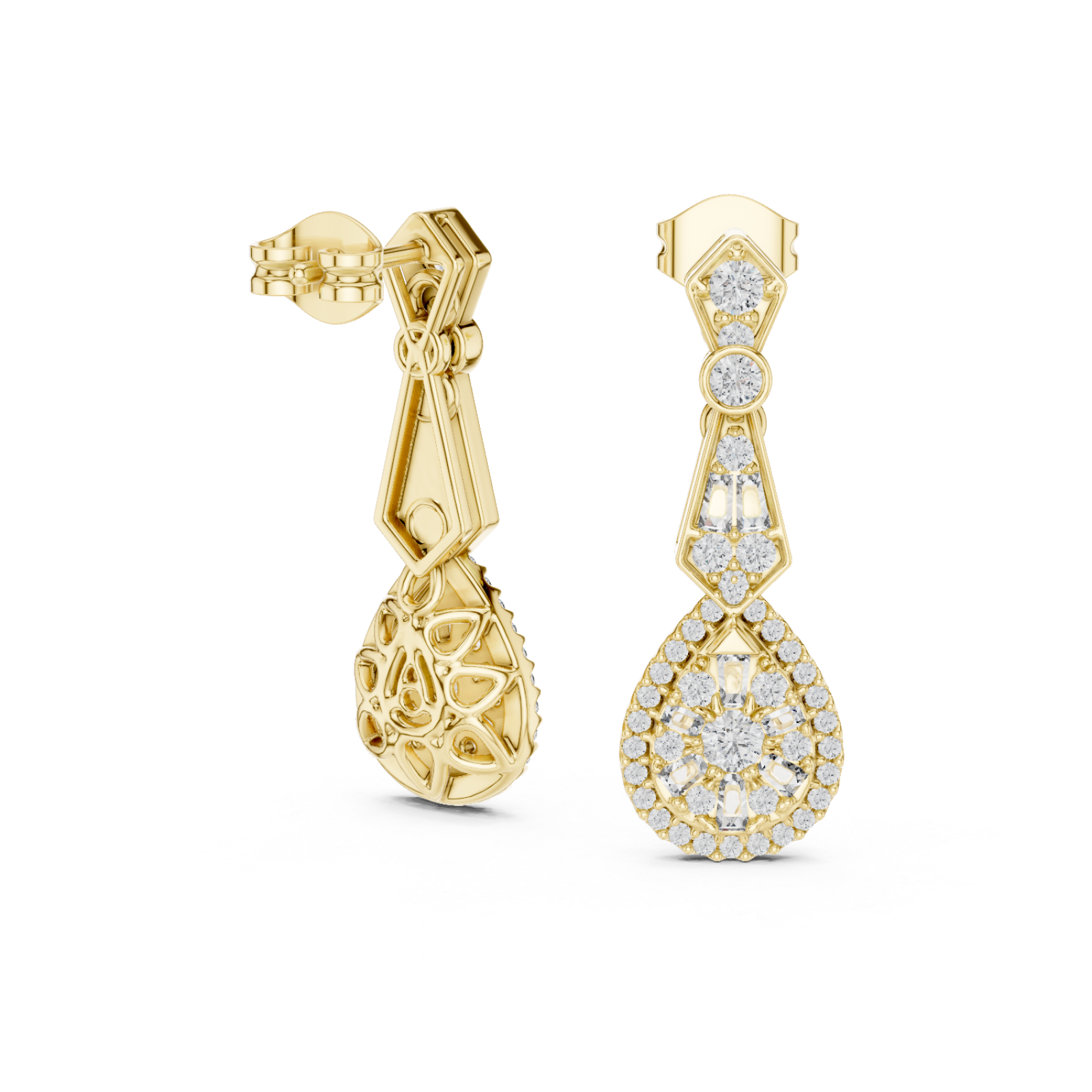  Gold Celestial Radiant Grace Drop Earrings Left View