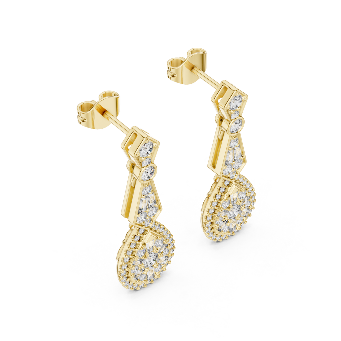  Gold Celestial Radiant Grace Drop Earrings Front View