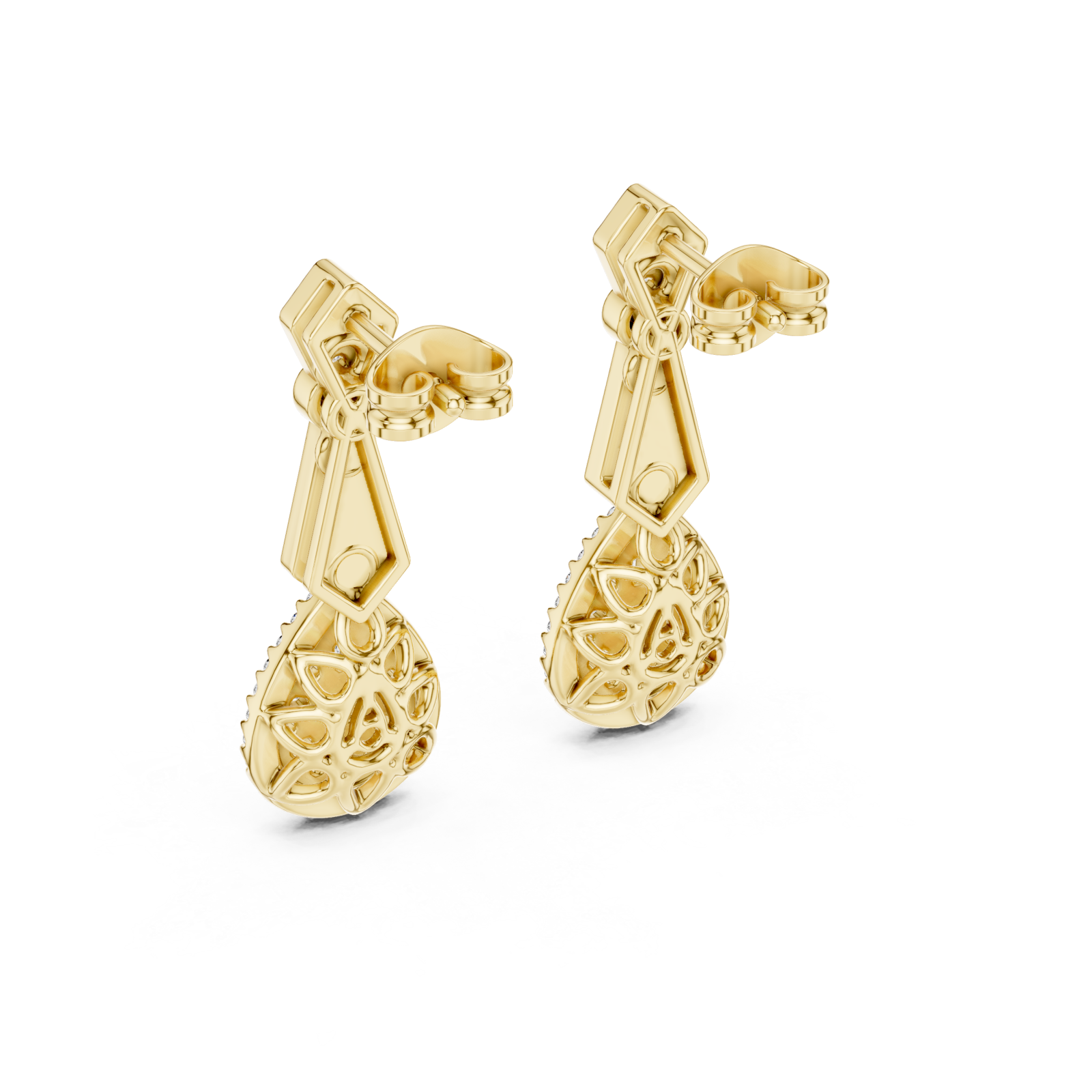  Gold Celestial Radiant Grace Drop Earrings Side View