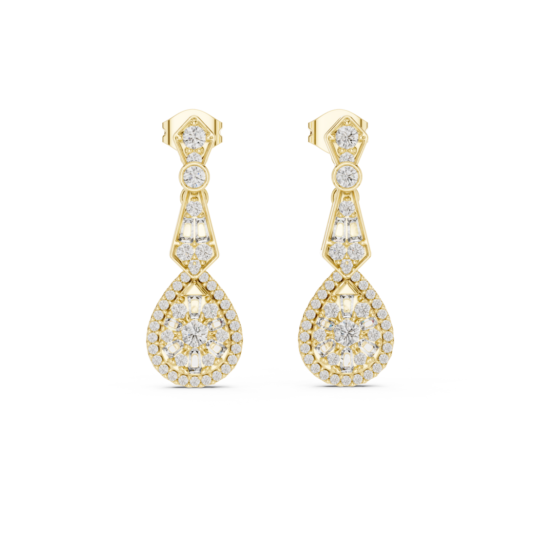  Gold Celestial Radiant Grace Drop Earrings Front View