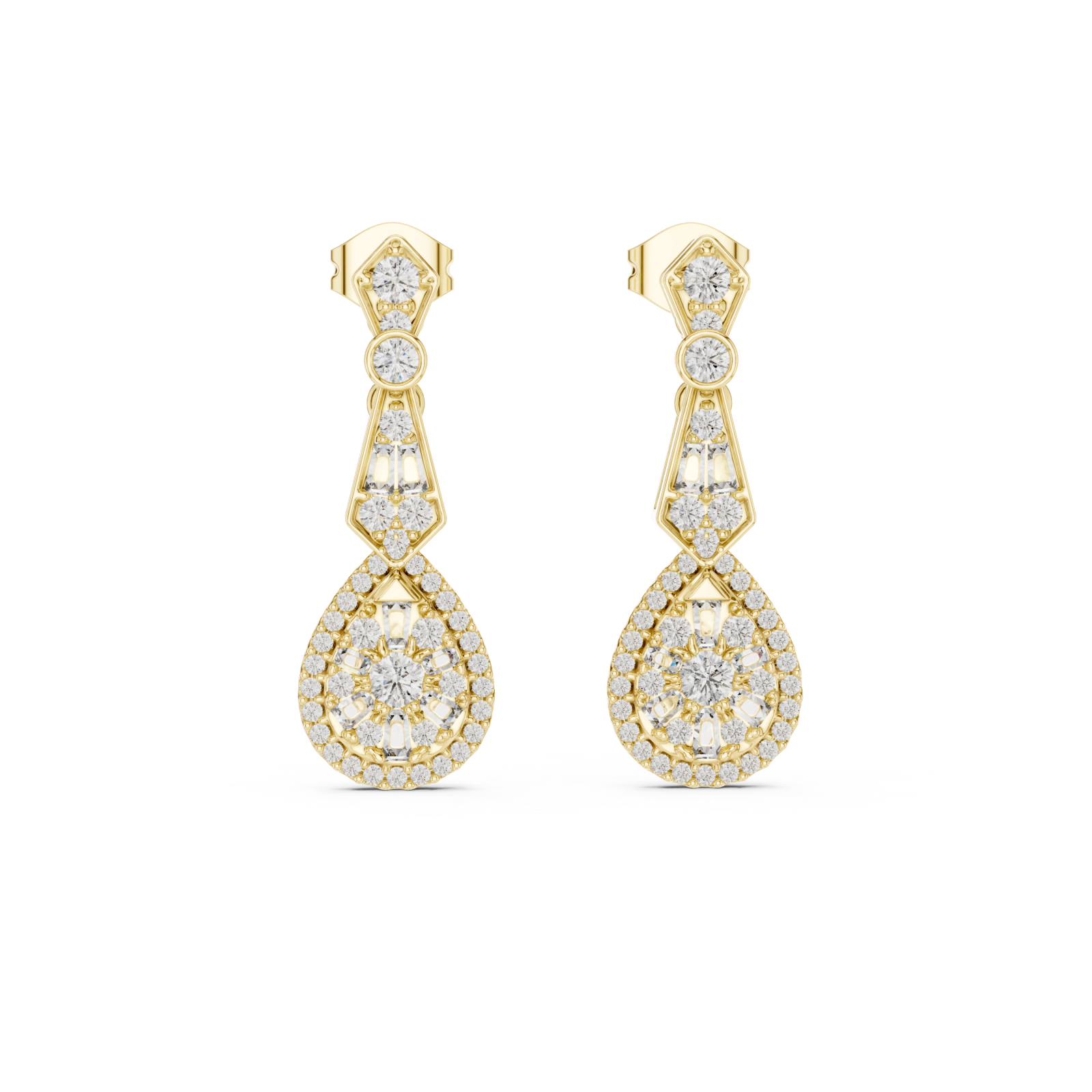  Gold Celestial Radiant Grace Drop Earrings Front View