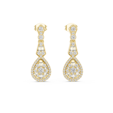  Gold Celestial Radiant Grace Drop Earrings Front View