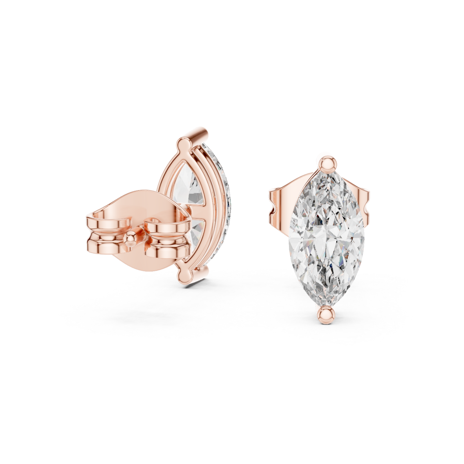  Rose Gold Eternal Whisper Marquise Dual Arc Stud Earrings Left View