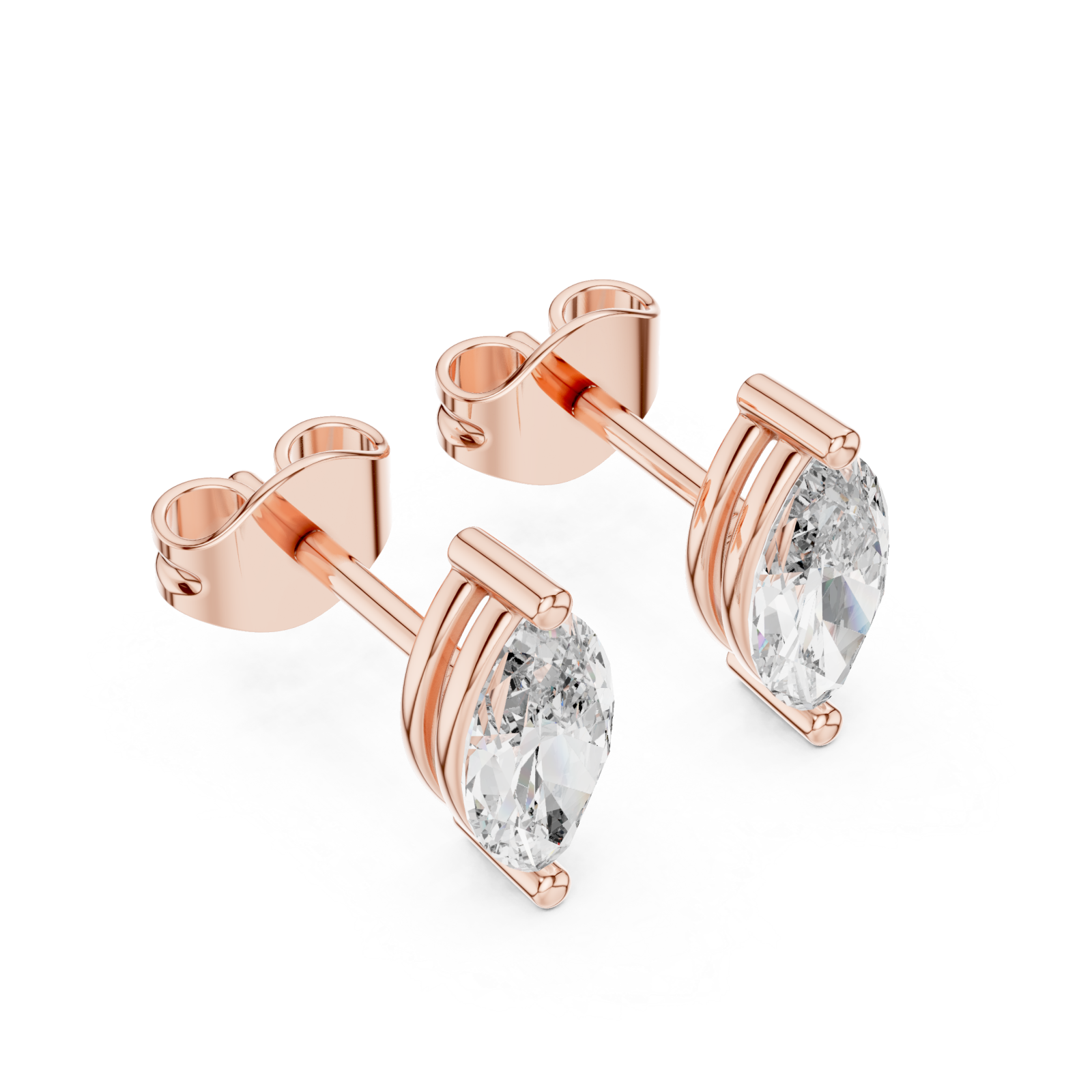  Rose Gold Eternal Whisper Marquise Dual Arc Stud Earrings Right View