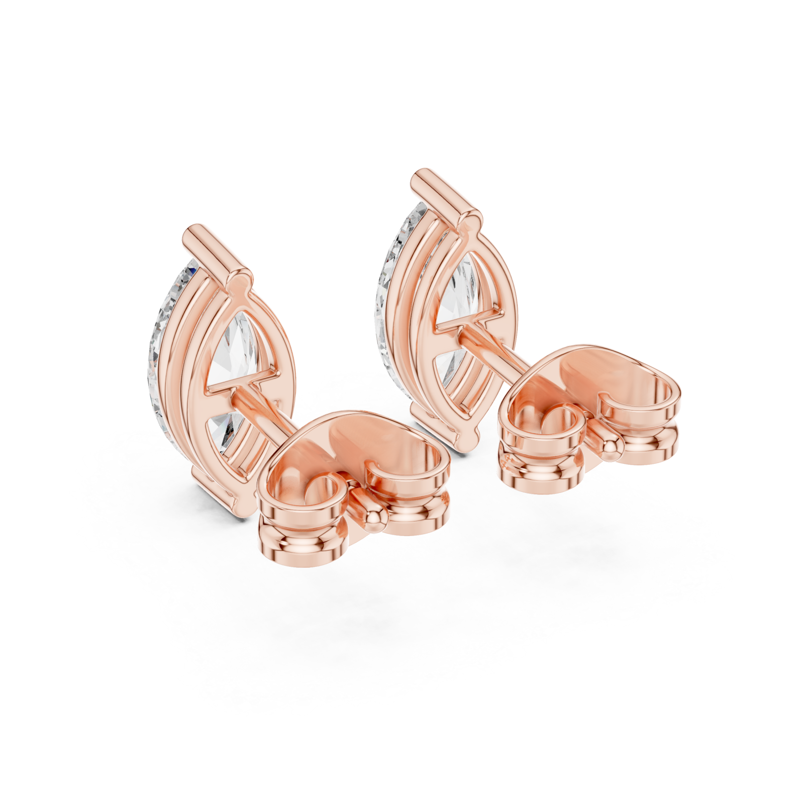  Rose Gold Eternal Whisper Marquise Dual Arc Stud Earrings Side View