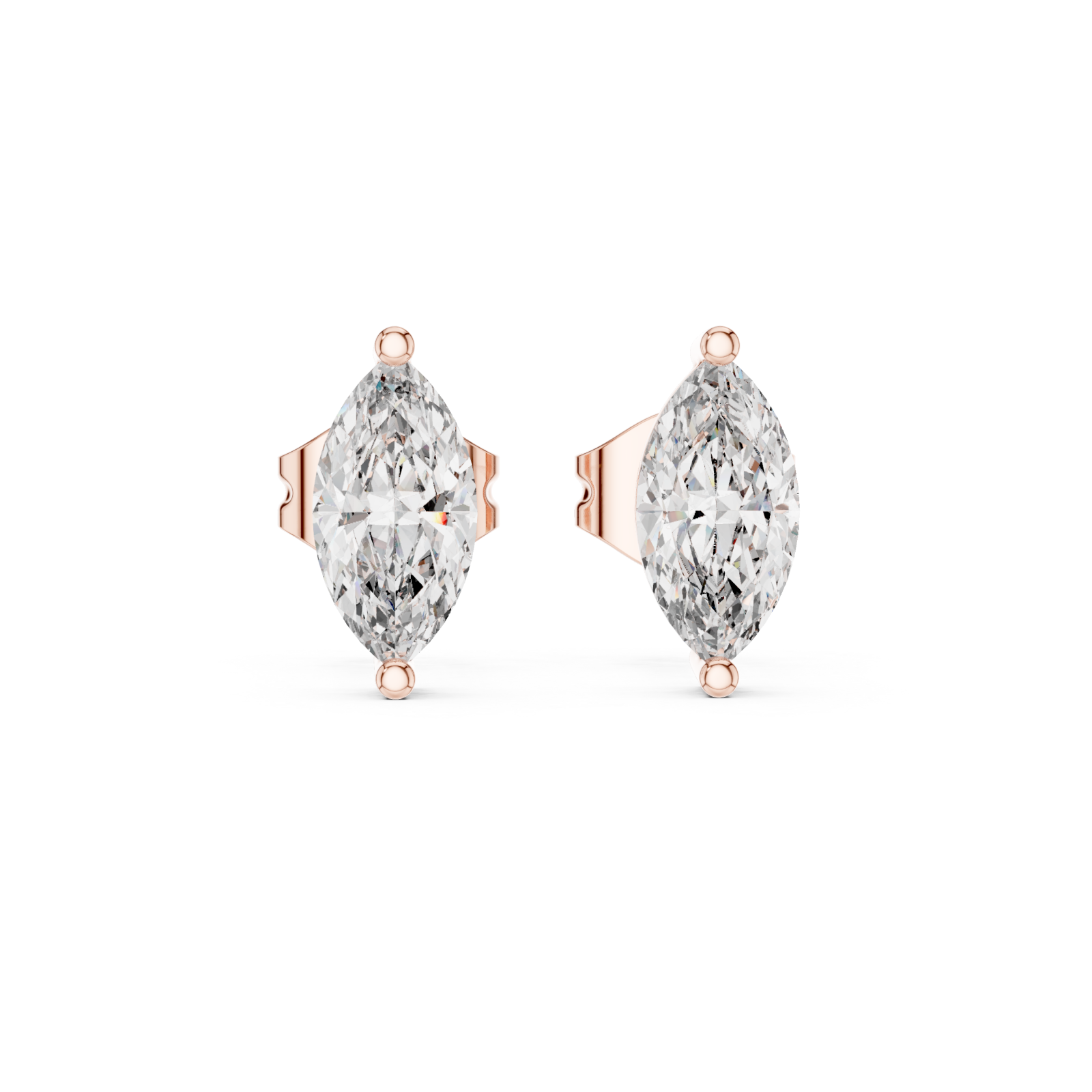  Rose Gold Eternal Whisper Marquise Dual Arc Stud Earrings Front View