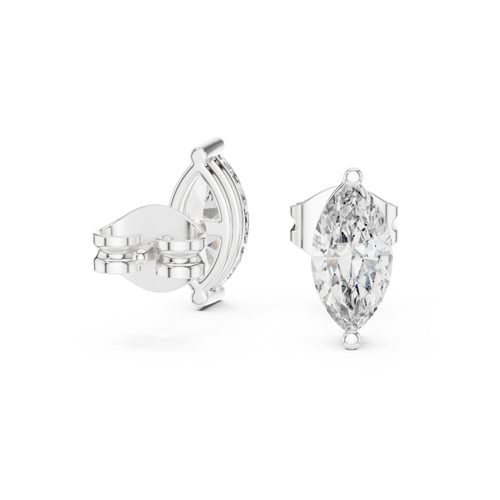  White Gold Eternal Whisper Marquise Dual Arc Stud Earrings Left View