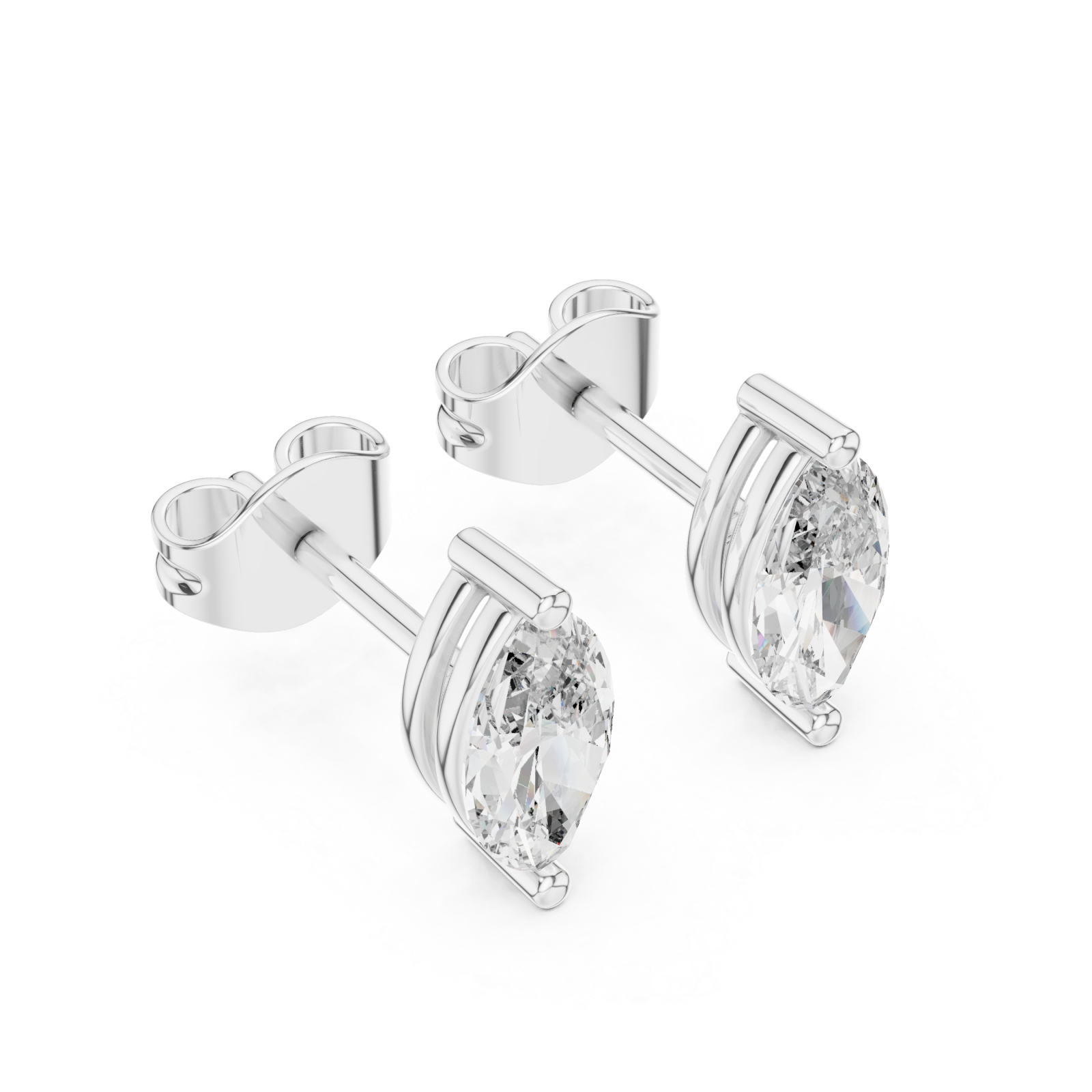  White Gold Eternal Whisper Marquise Dual Arc Stud Earrings Right View