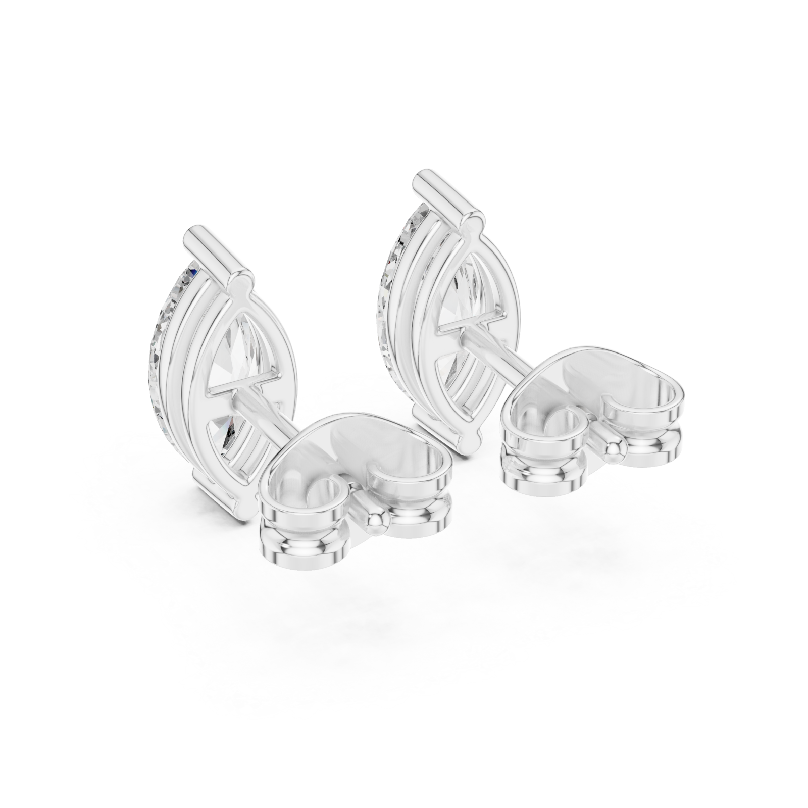  White Gold Eternal Whisper Marquise Dual Arc Stud Earrings Side View