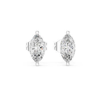  White Gold Eternal Whisper Marquise Dual Arc Stud Earrings Front View