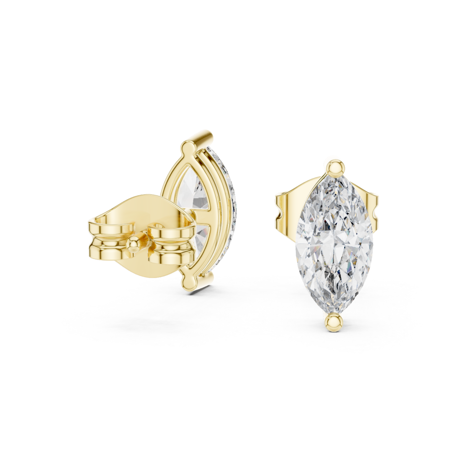  Gold Eternal Whisper Marquise Dual Arc Stud Earrings Left View
