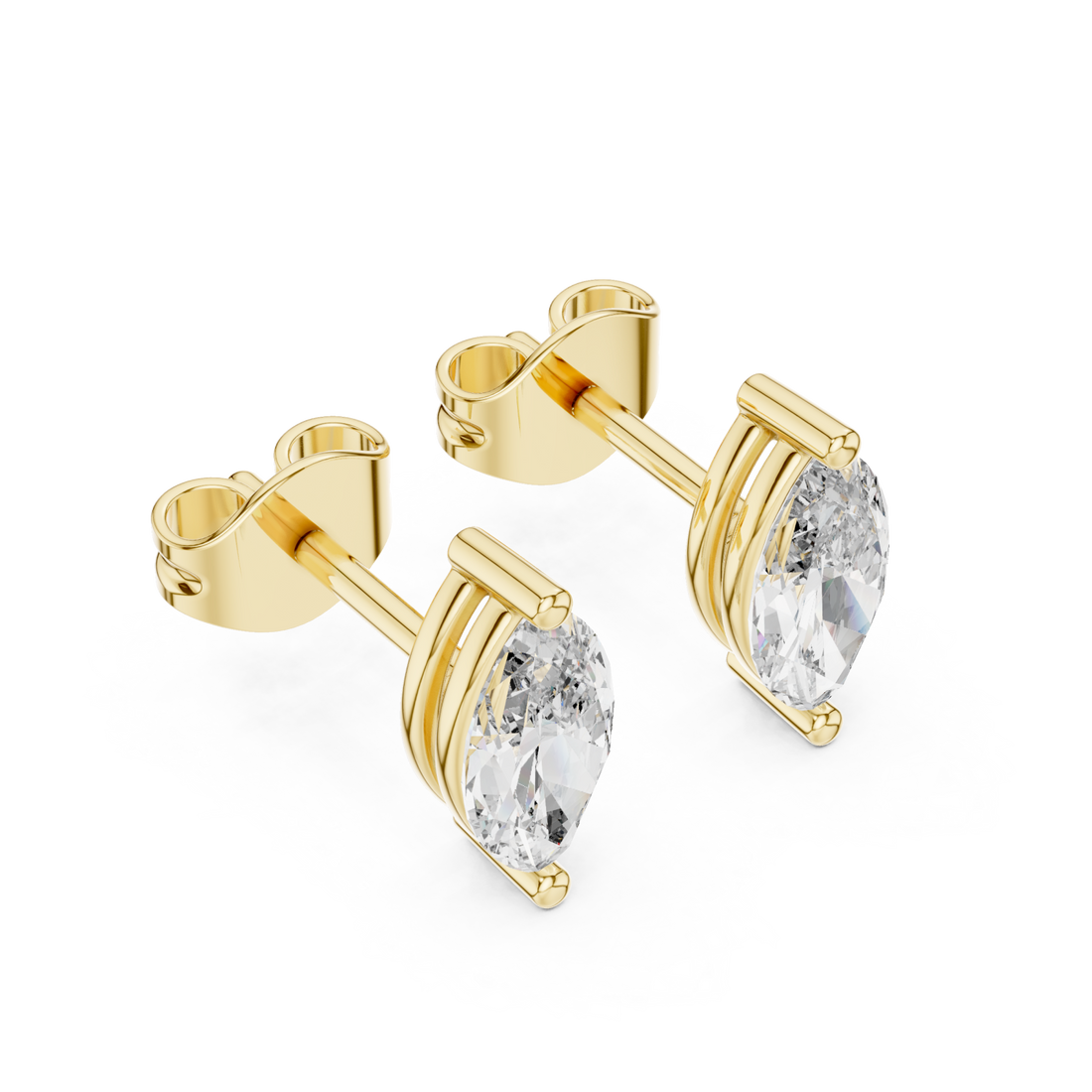  Gold Eternal Whisper Marquise Dual Arc Stud Earrings Front View