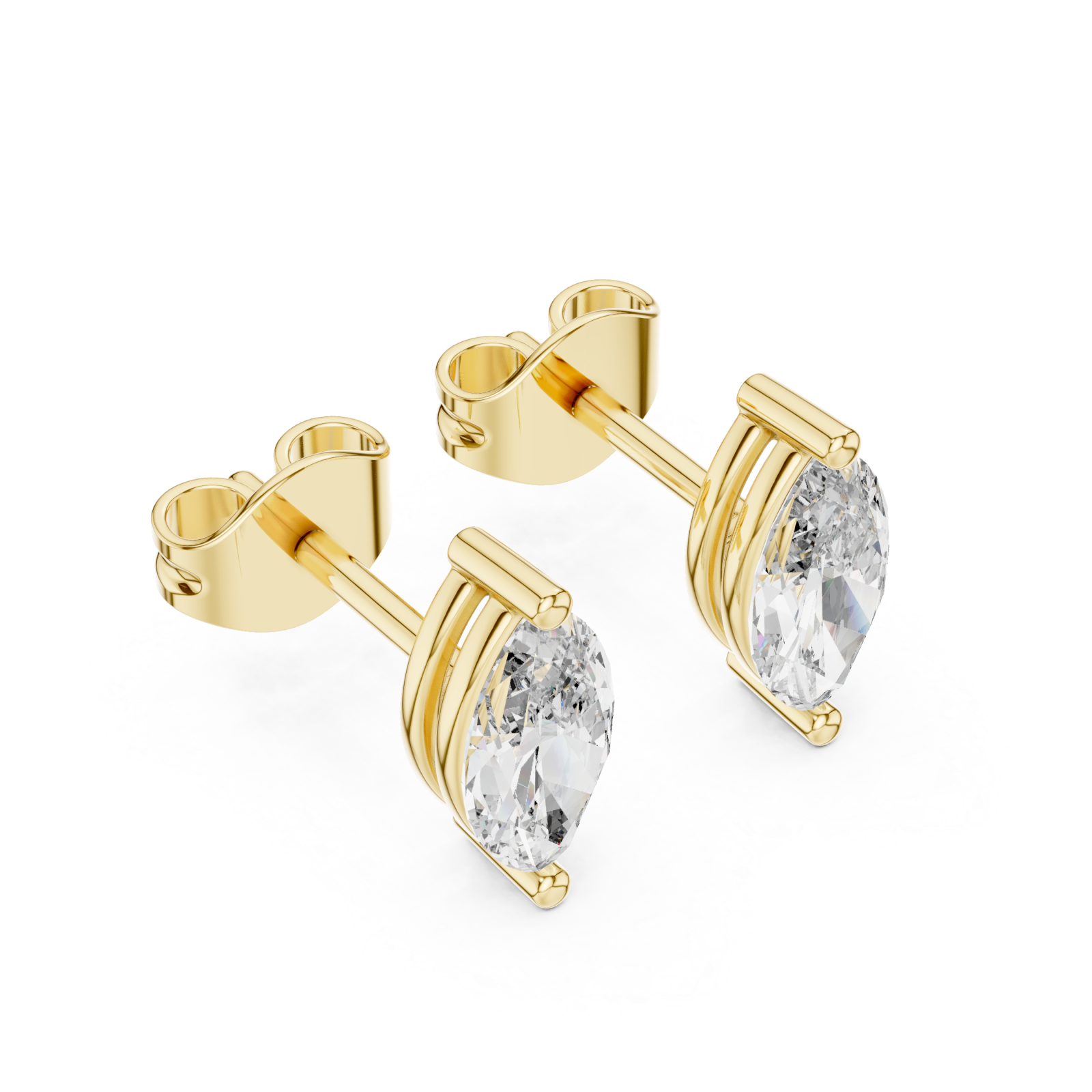 Gold Eternal Whisper Marquise Dual Arc Stud Earrings Right View