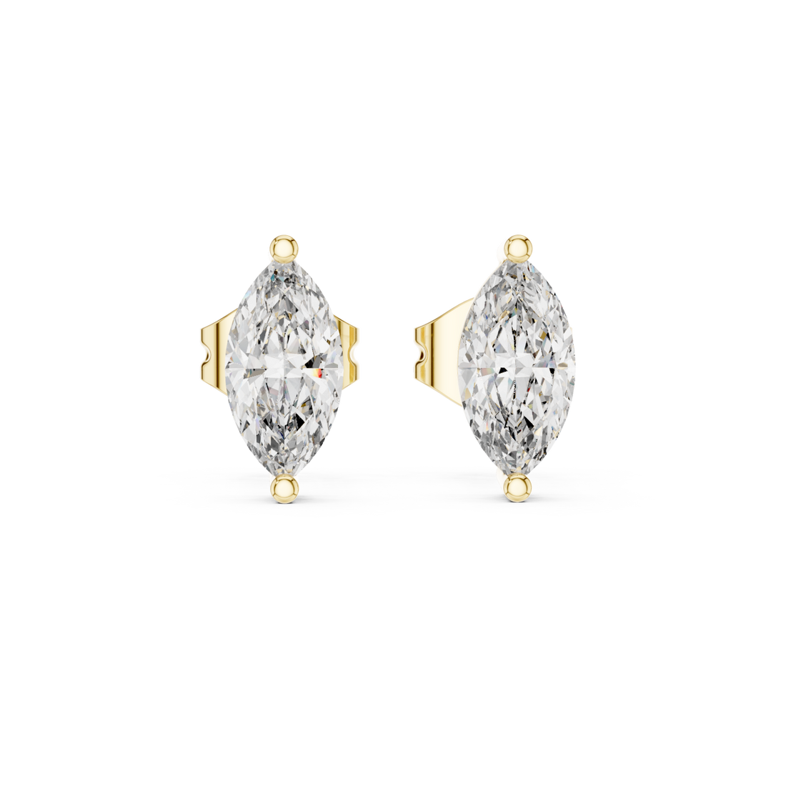  Gold Eternal Whisper Marquise Dual Arc Stud Earrings Front View