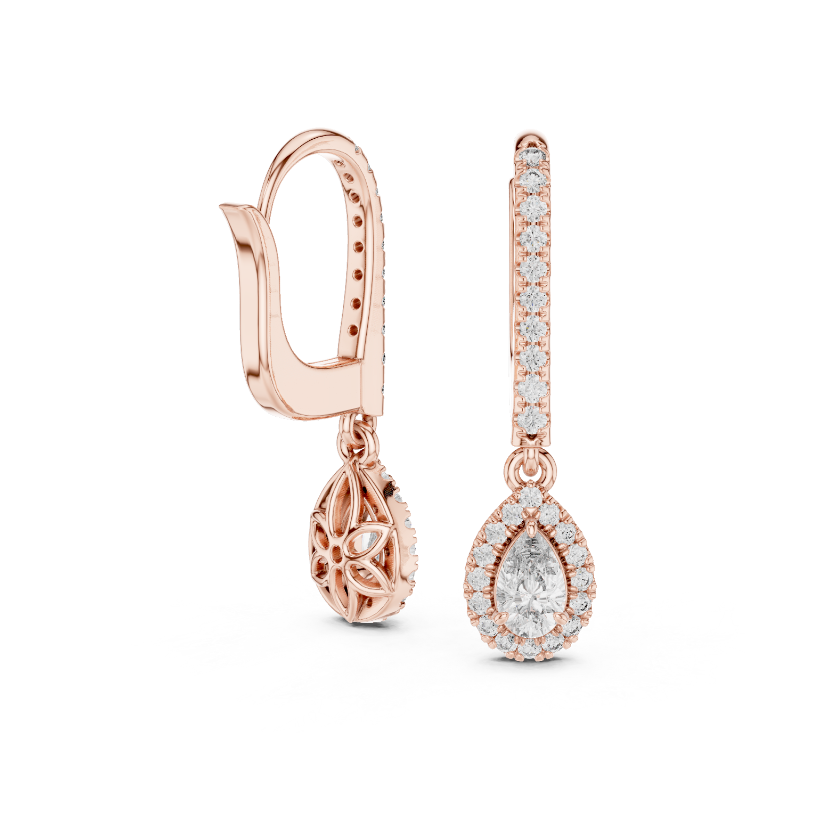  Rose Gold Graceful Twist Sleek Earrings Left View