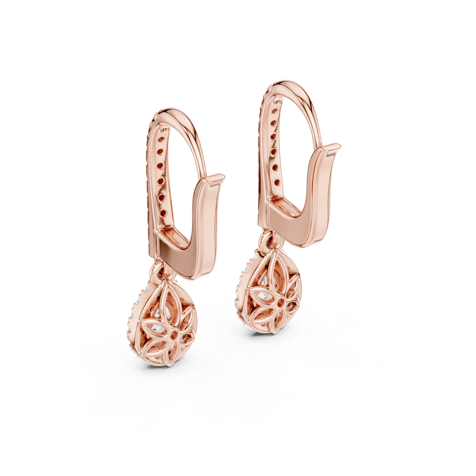  Rose Gold Graceful Twist Sleek Earrings Side View