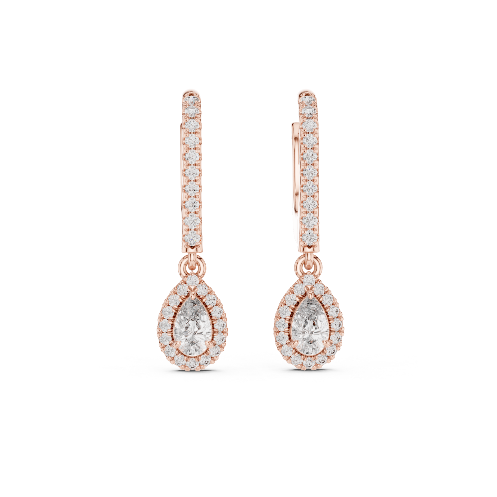  Rose Gold Graceful Twist Sleek Earrings Front View