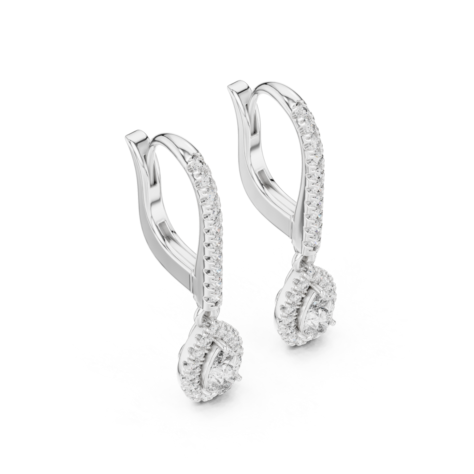  White Gold Graceful Twist Sleek Earrings Right View