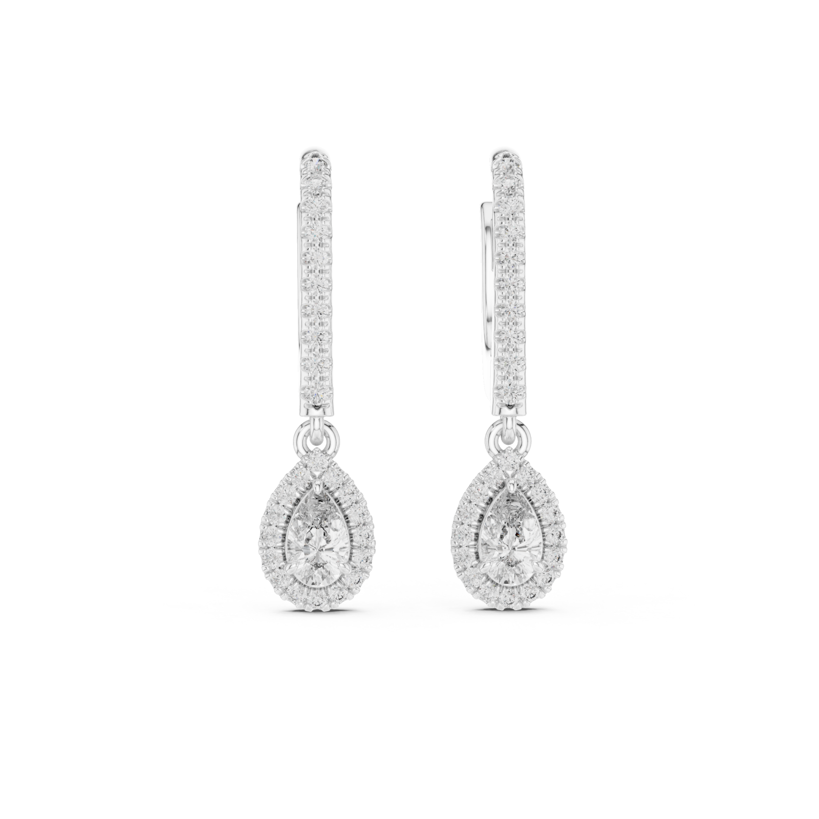 White Gold Graceful Twist Sleek Earrings Front View