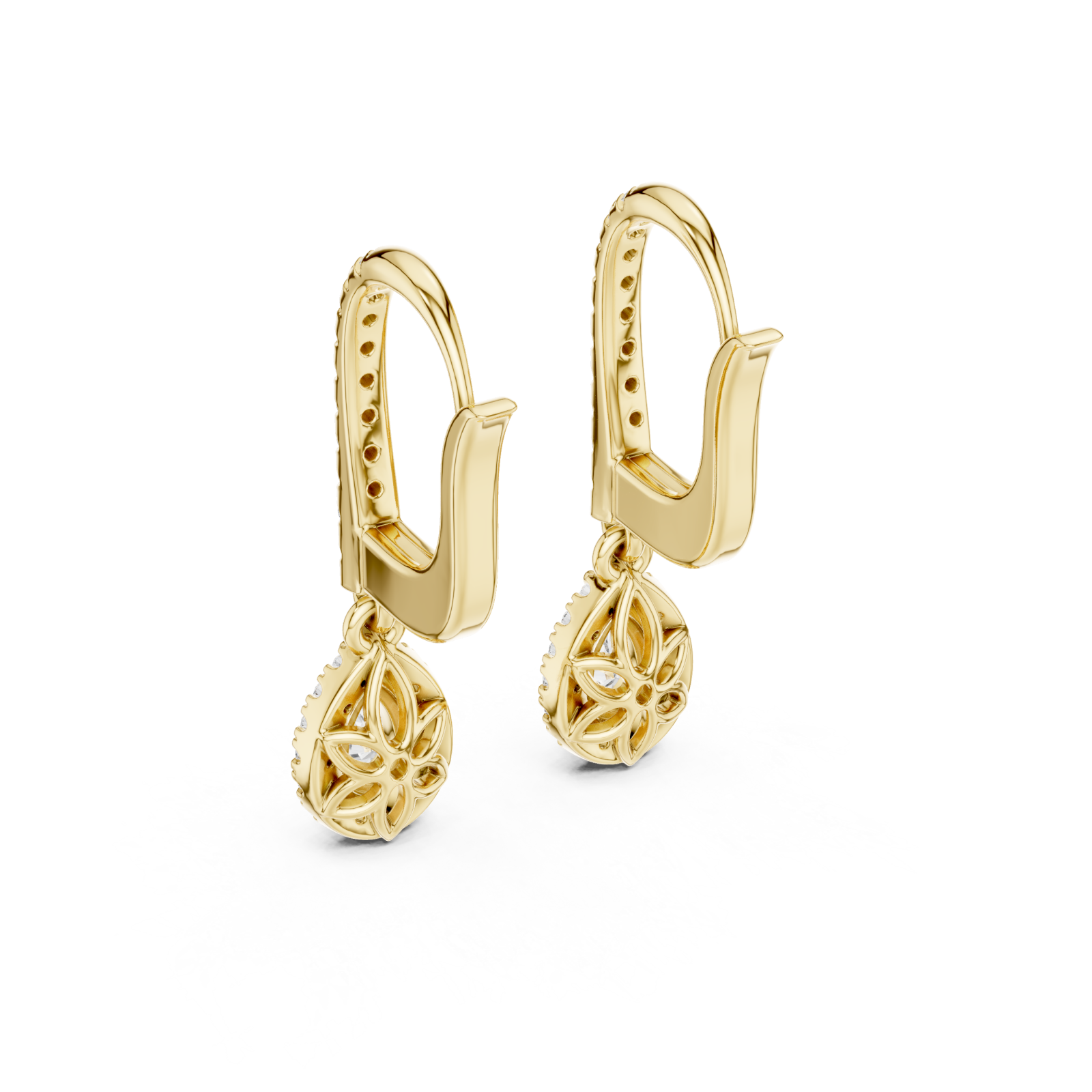  Gold Graceful Twist Sleek Earrings Side View
