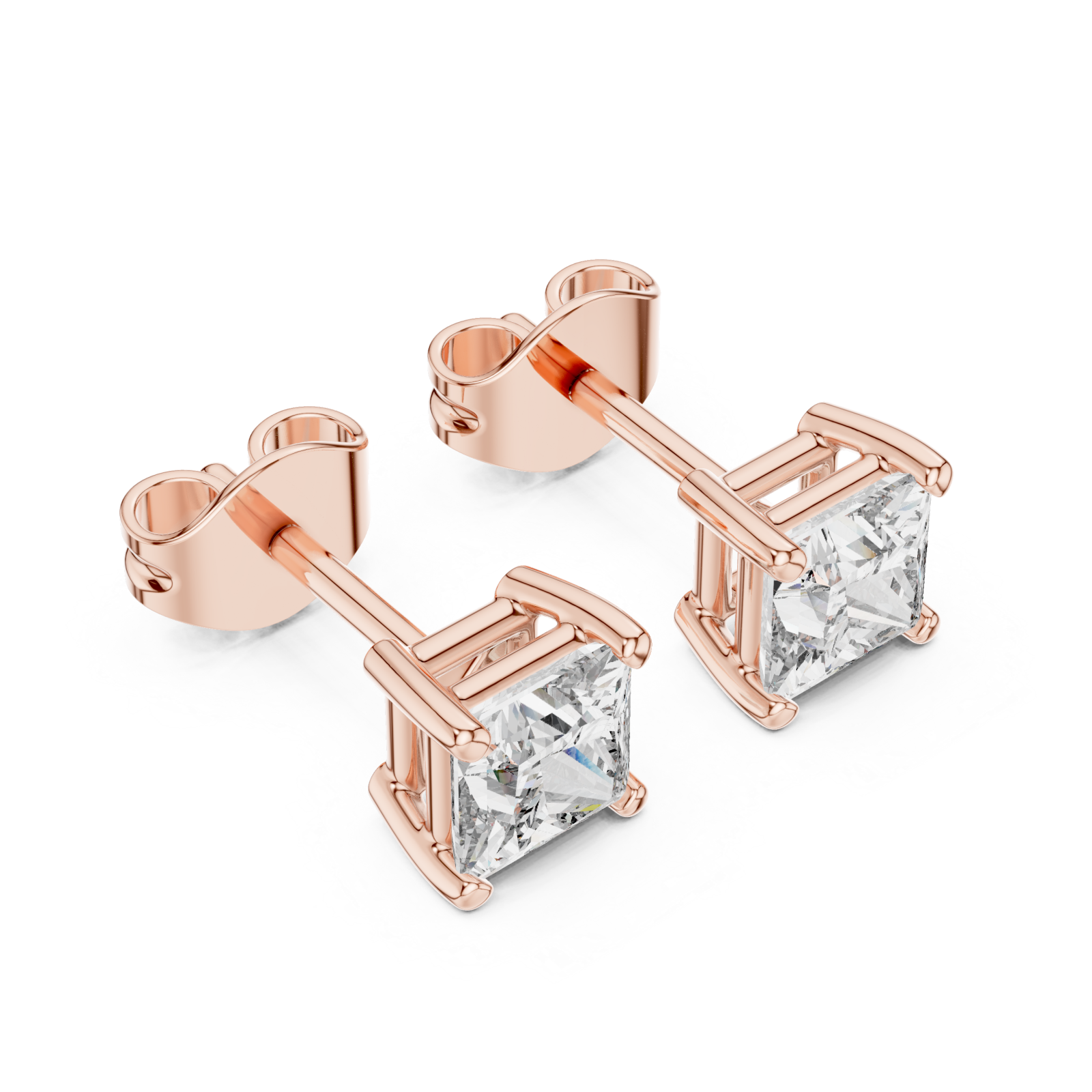  Rose Gold Classic Princess Statement Stud Earrings Right View