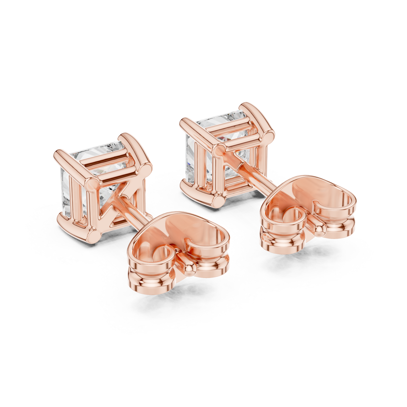  Rose Gold Classic Princess Statement Stud Earrings Side View