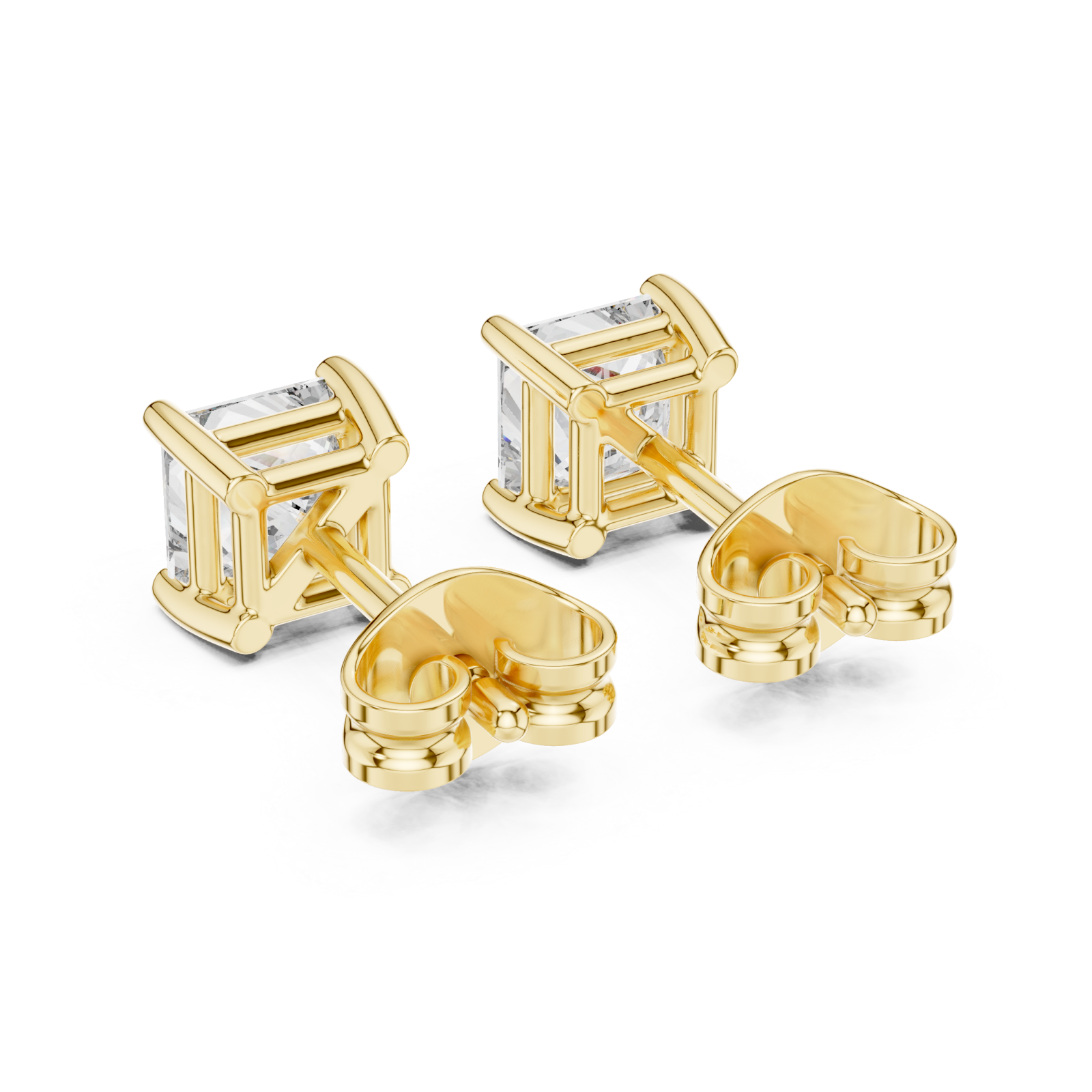  Gold Classic Princess Statement Stud Earrings Side View