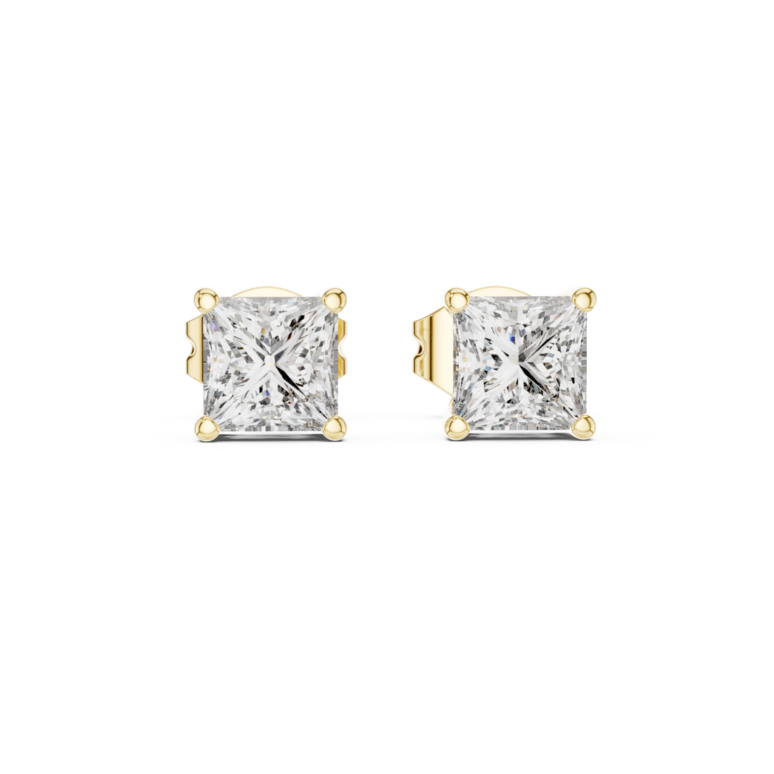  Gold Classic Princess Statement Stud Earrings Front View