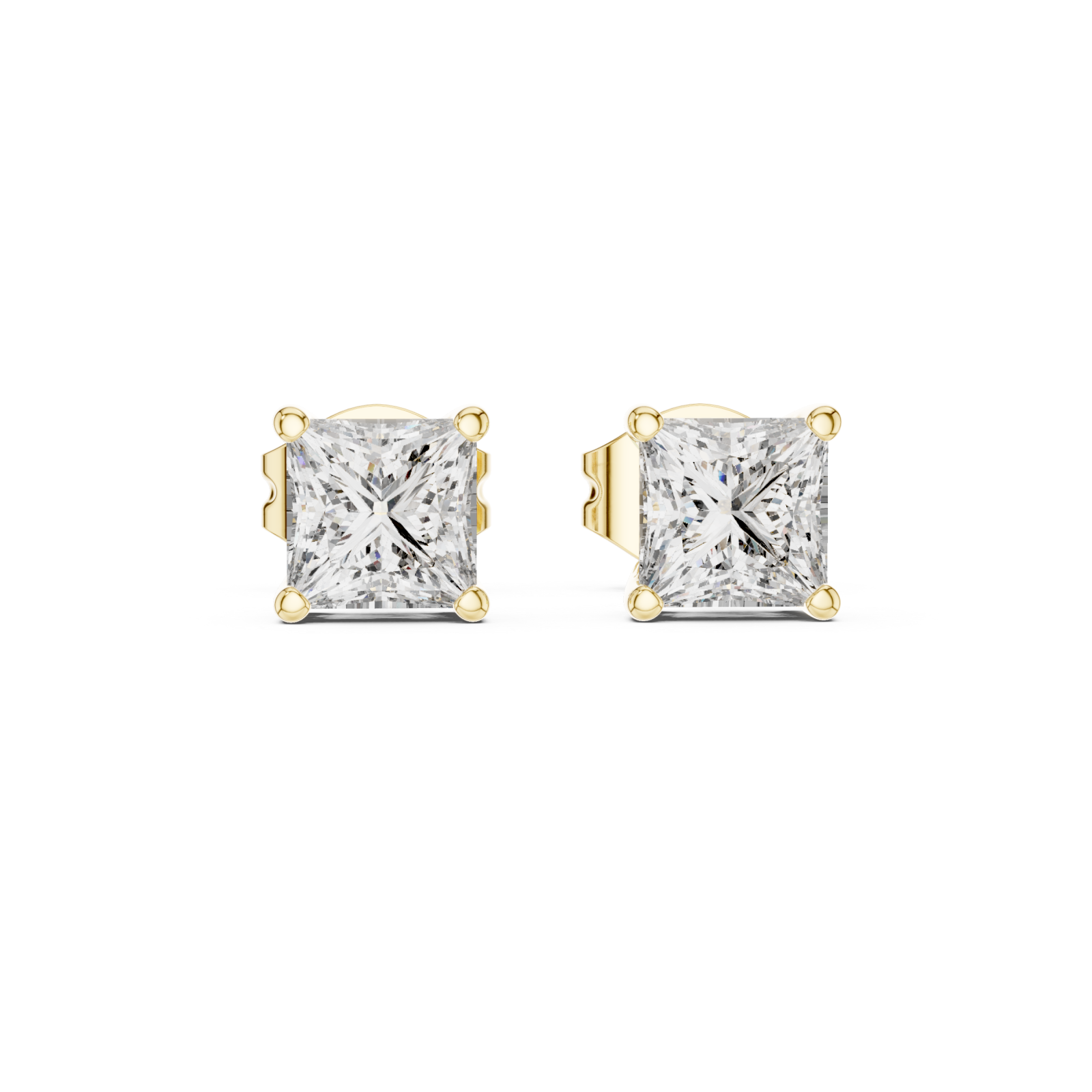  Gold Classic Princess Statement Stud Earrings Front View