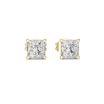  Gold Classic Princess Statement Stud Earrings Front View