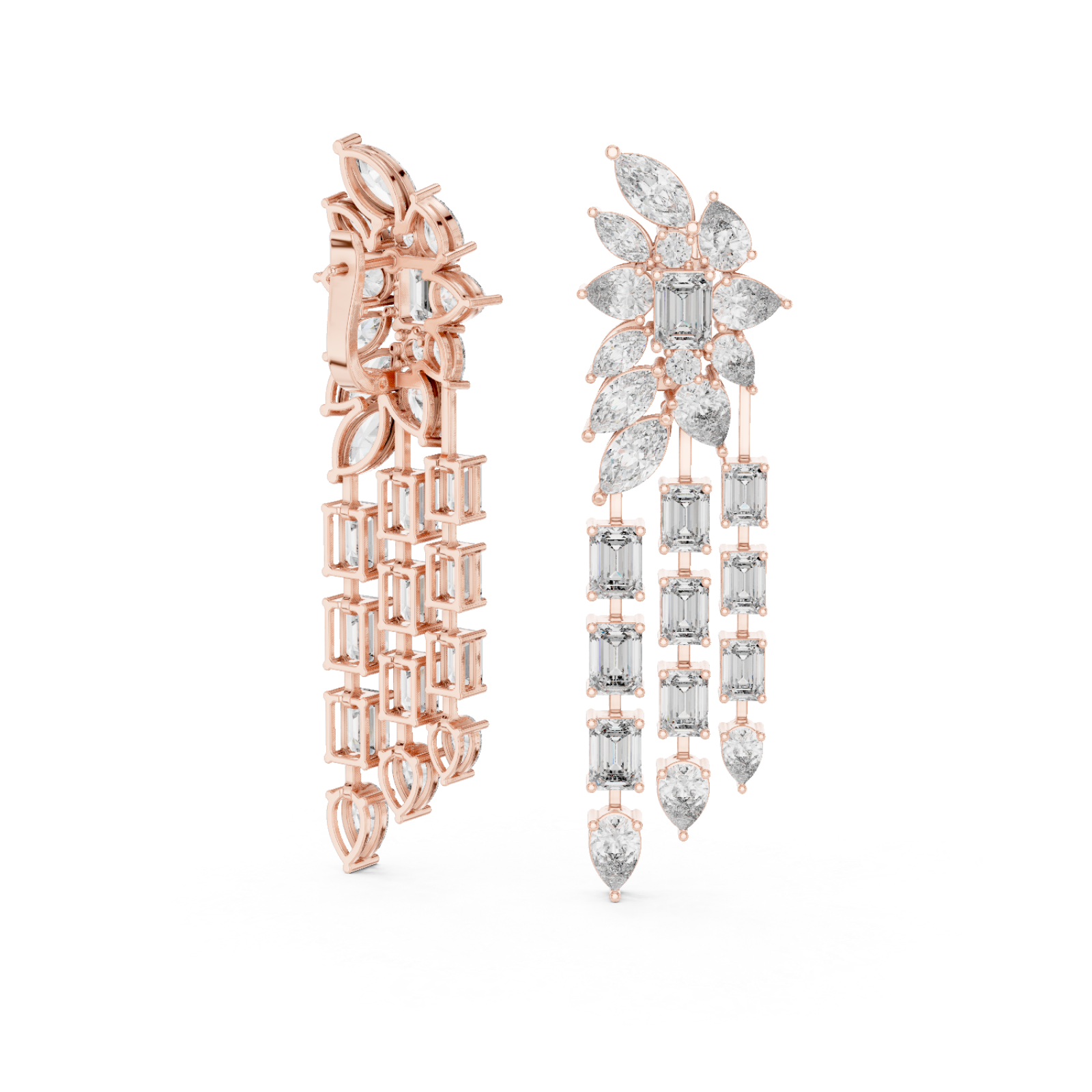  Rose Gold Enchanted Evening Glamour Drop Earrings Left View