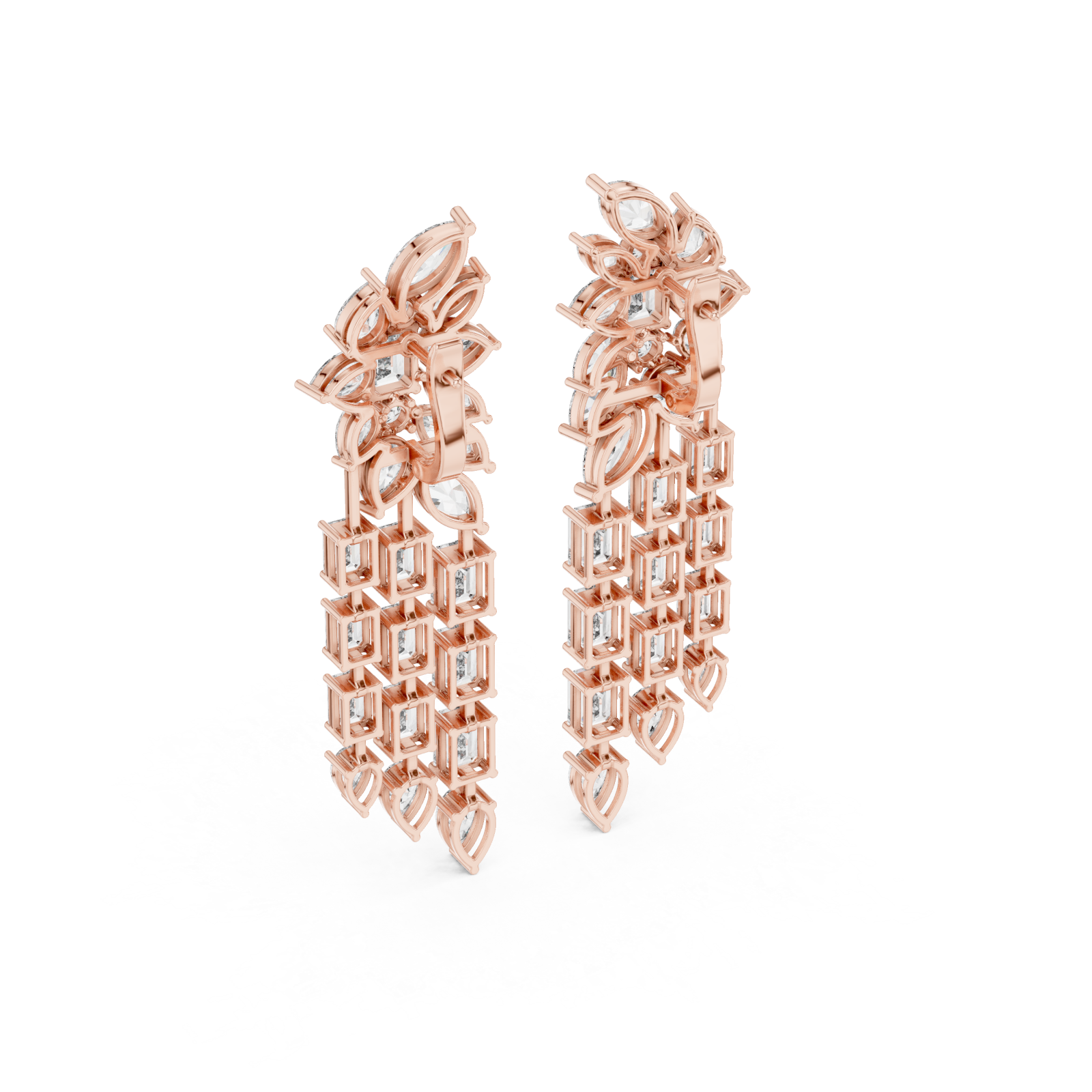  Rose Gold Enchanted Evening Glamour Drop Earrings Side View