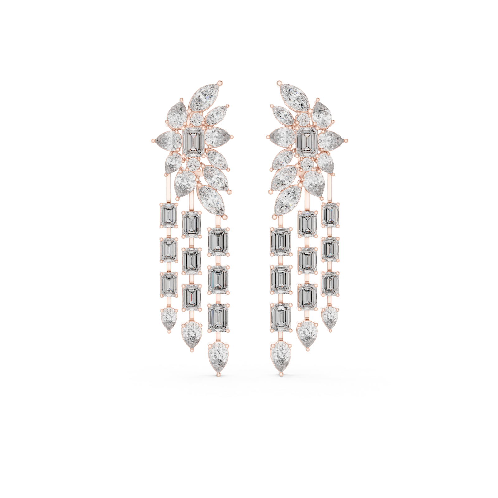 Rose Gold Enchanted Evening Glamour Drop Earrings Front View