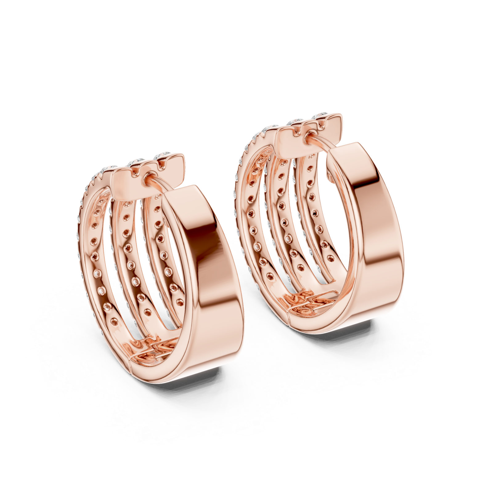 Rose Gold Twist Harmony Petite Hoops Side View