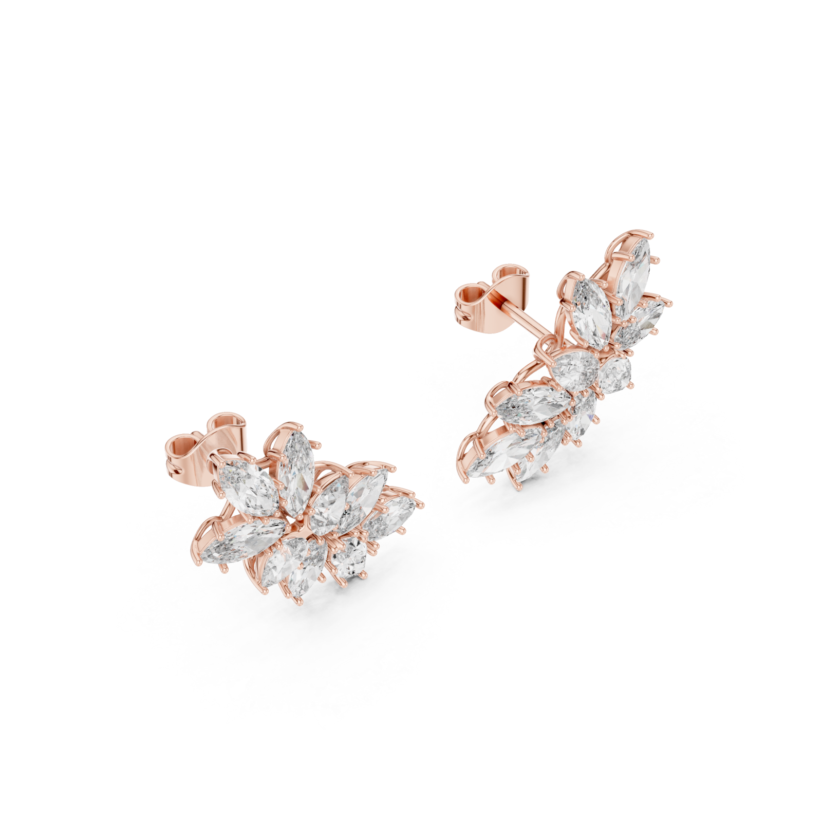 Rose Gold Radiant Petal Cluster Earrings Right View