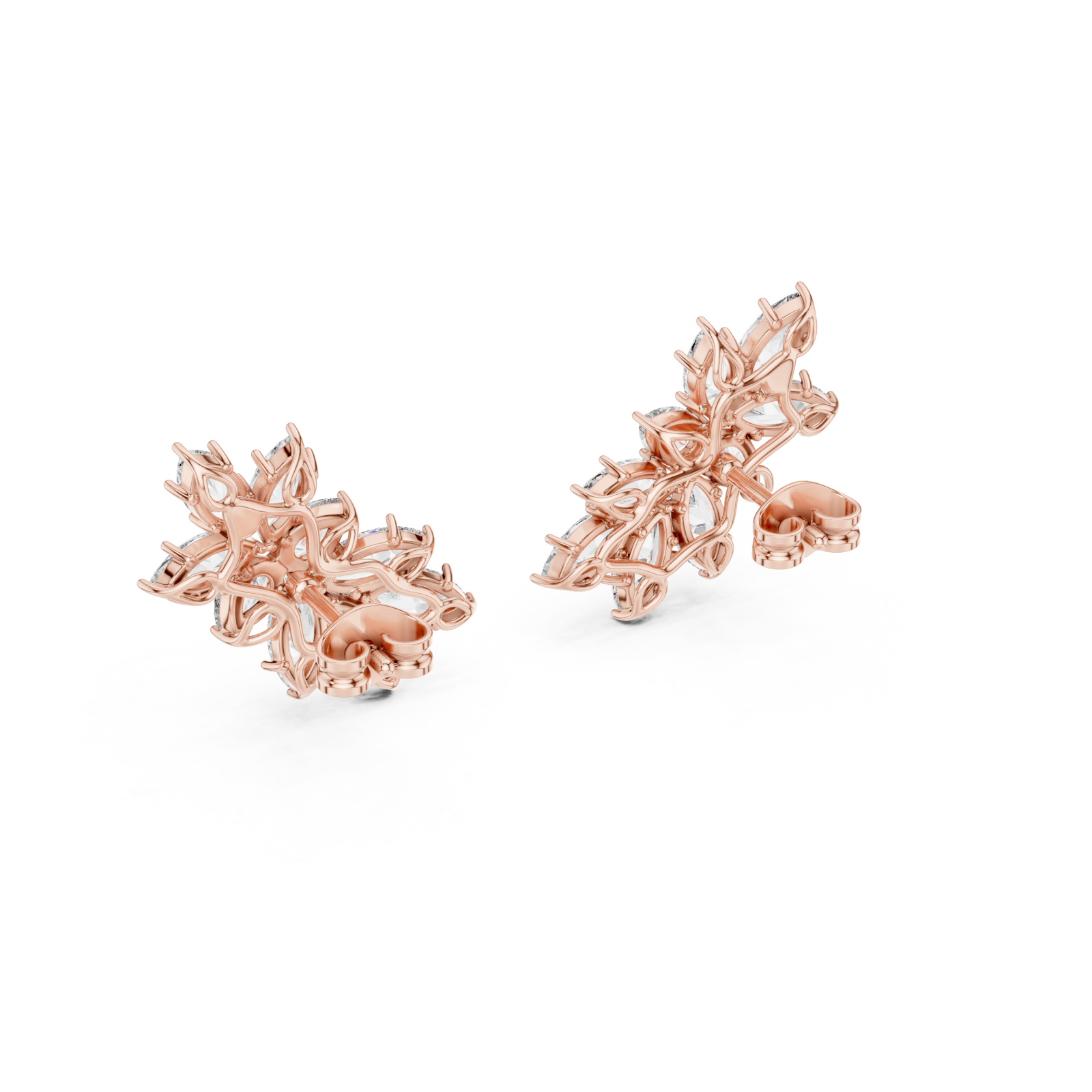  Rose Gold Radiant Petal Cluster Earrings Side View