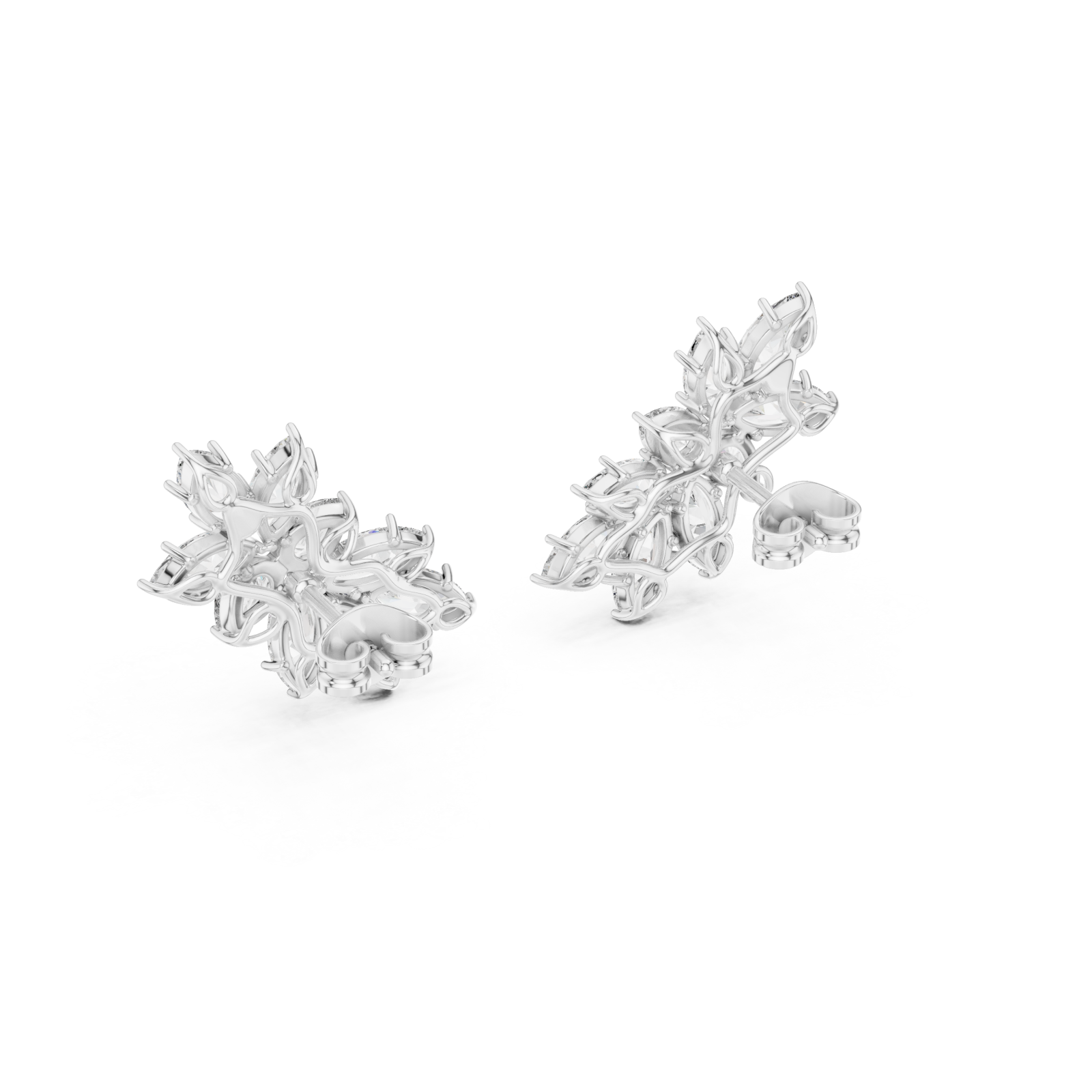  White Gold Radiant Petal Cluster Earrings Side View