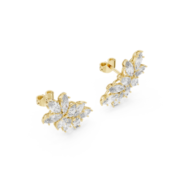 Gold Radiant Petal Cluster Earrings Right View