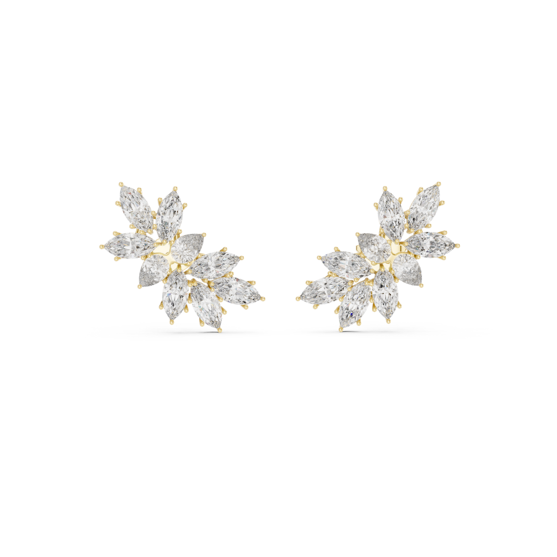 Gold Radiant Petal Cluster Earrings Right View