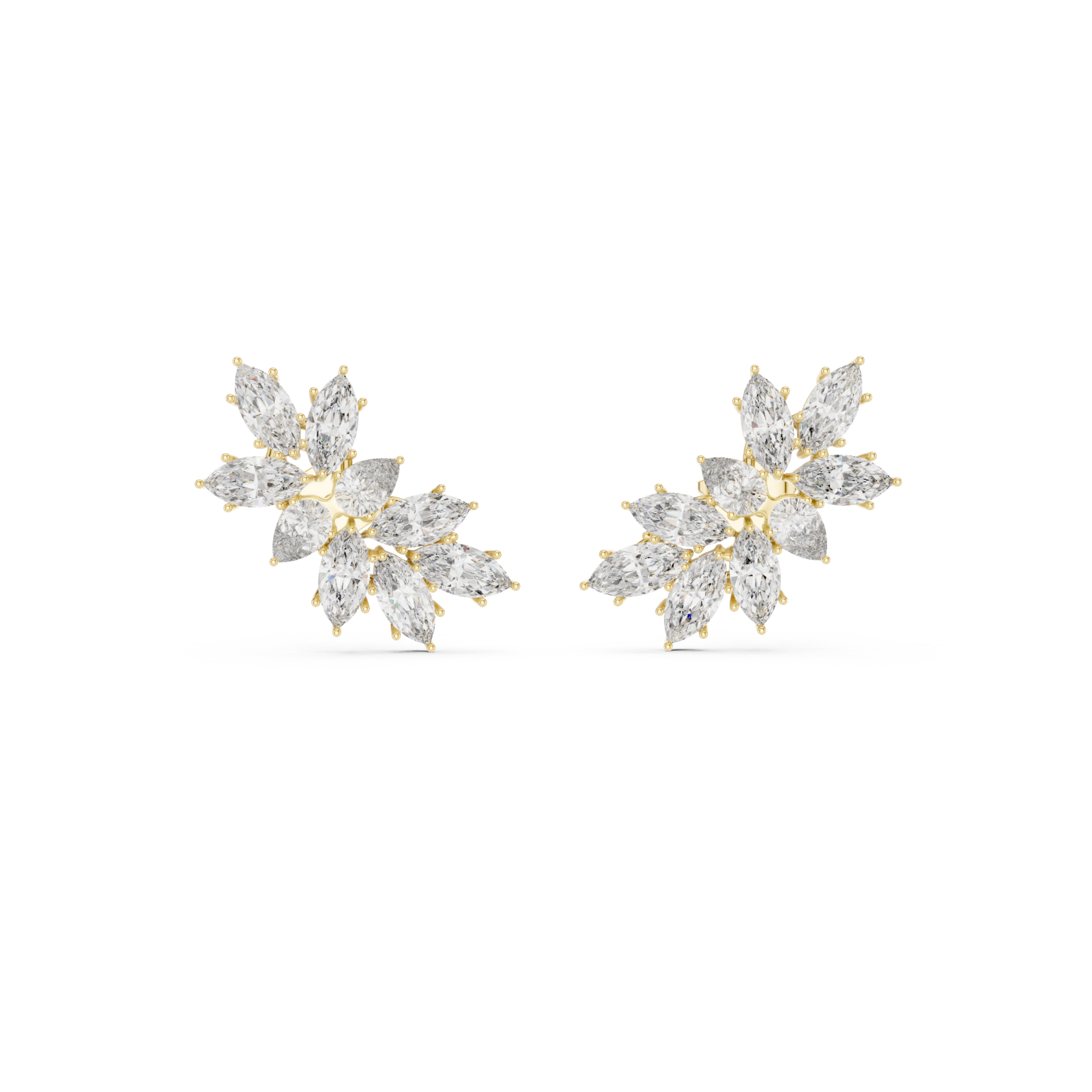  Gold Radiant Petal Cluster Earrings Front View