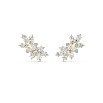  Gold Radiant Petal Cluster Earrings Front View