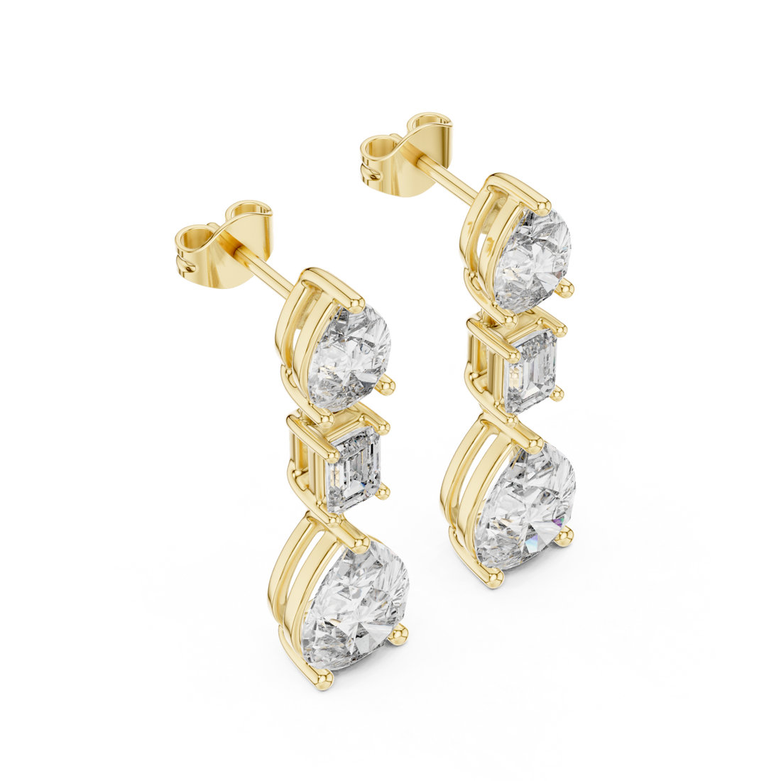 Gold Gleaming Dual Shape Artistry Drop Earrings Right View