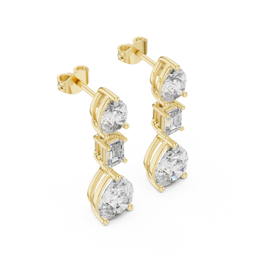 Gold Gleaming Dual Shape Artistry Drop Earrings Right View