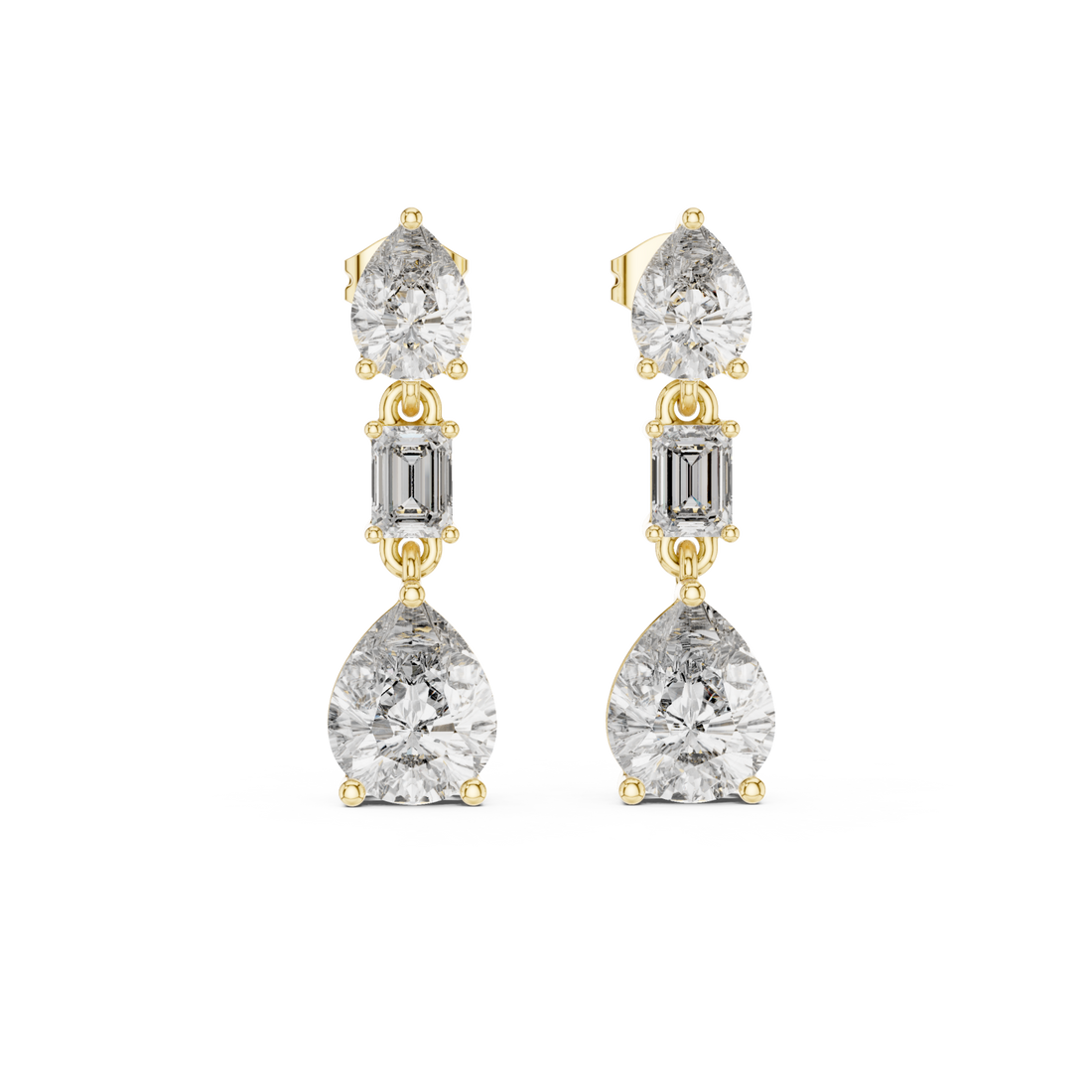 Gold Gleaming Dual Shape Artistry Drop Earrings Right View