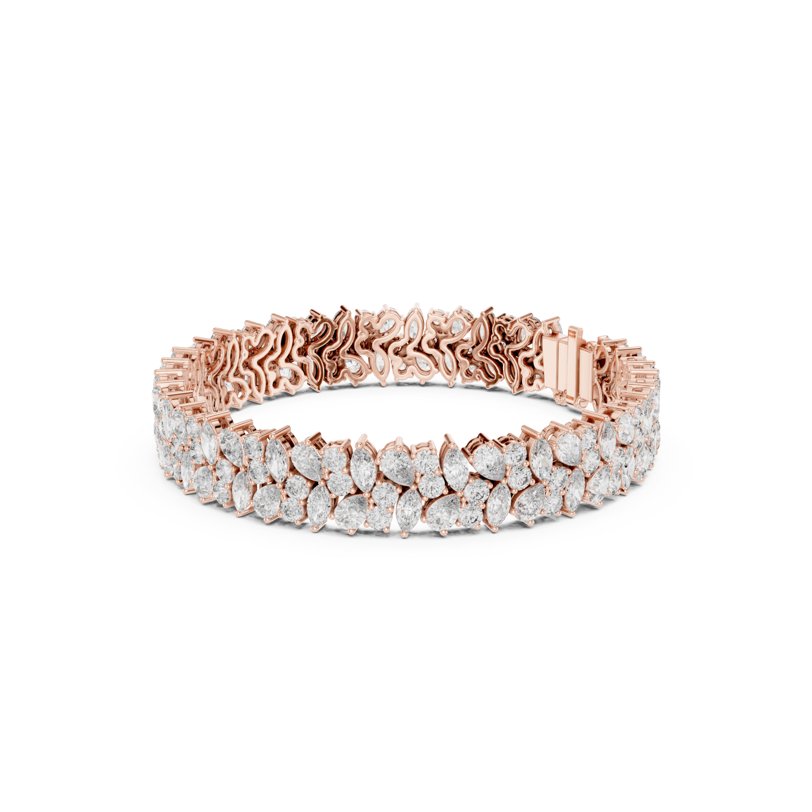  Rose Gold Serene Radiant Cluster Bracelet Left View