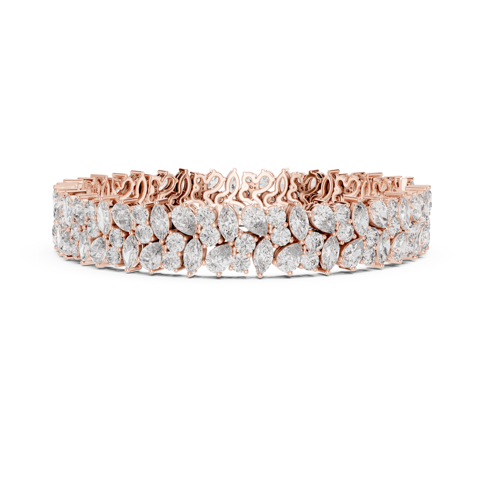  Rose Gold Serene Radiant Cluster Bracelet Side View