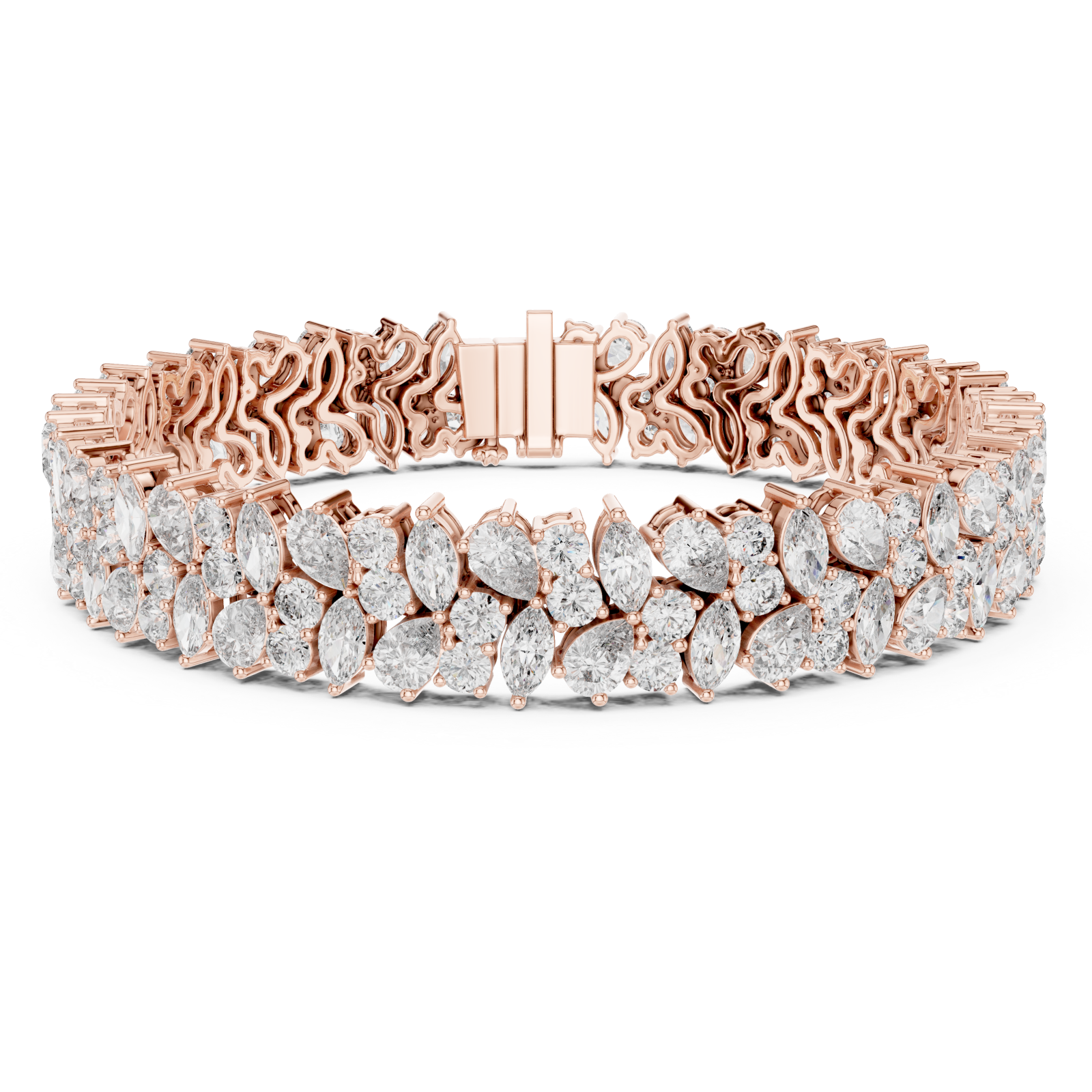  Rose Gold Serene Radiant Cluster Bracelet Right View