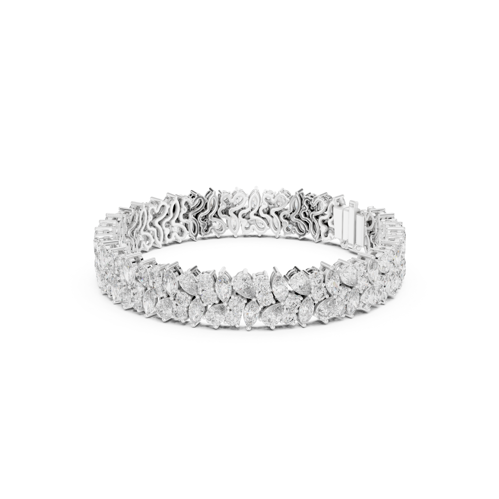  White Gold Serene Radiant Cluster Bracelet Left View