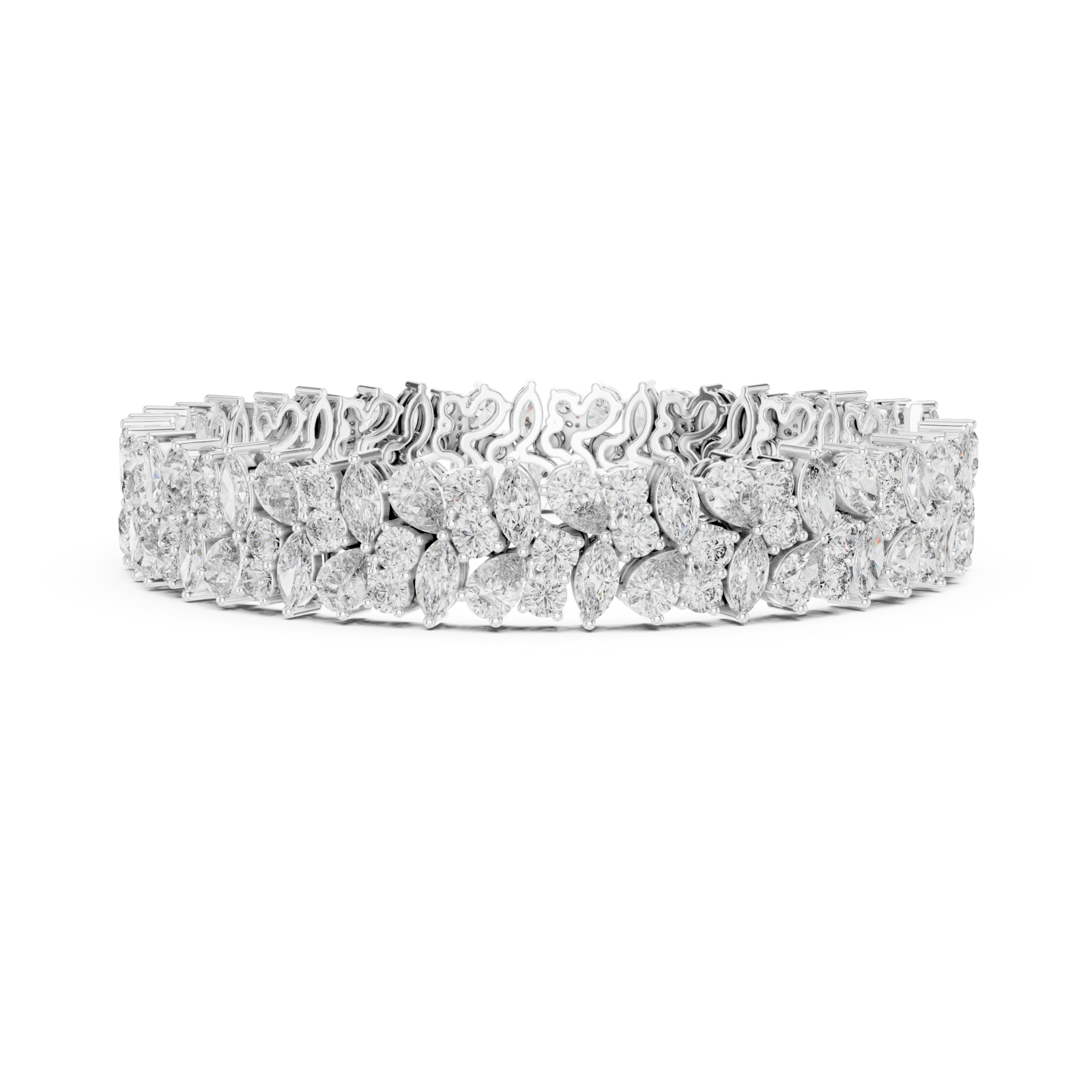  White Gold Serene Radiant Cluster Bracelet Side View